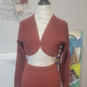 Nine West Rust Cropped Sweater Top
